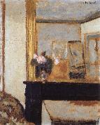 Edouard Vuillard Blomvas on the mantelpiece oil painting